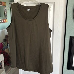 Lands End army green tank XL